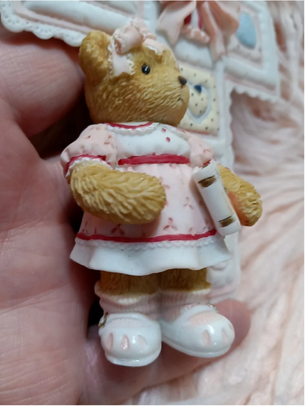 Cherished Teddies Girl's First Communion Cross Holy Bible Hanging Figurine 2003